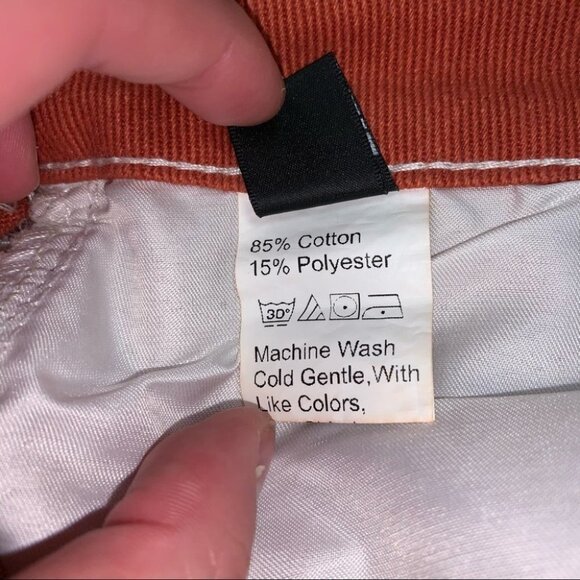 SHEIN Shorts Size Medium Orange Peach Colour Block Cut Off Hem Patch Pockets - Picture 7 of 8